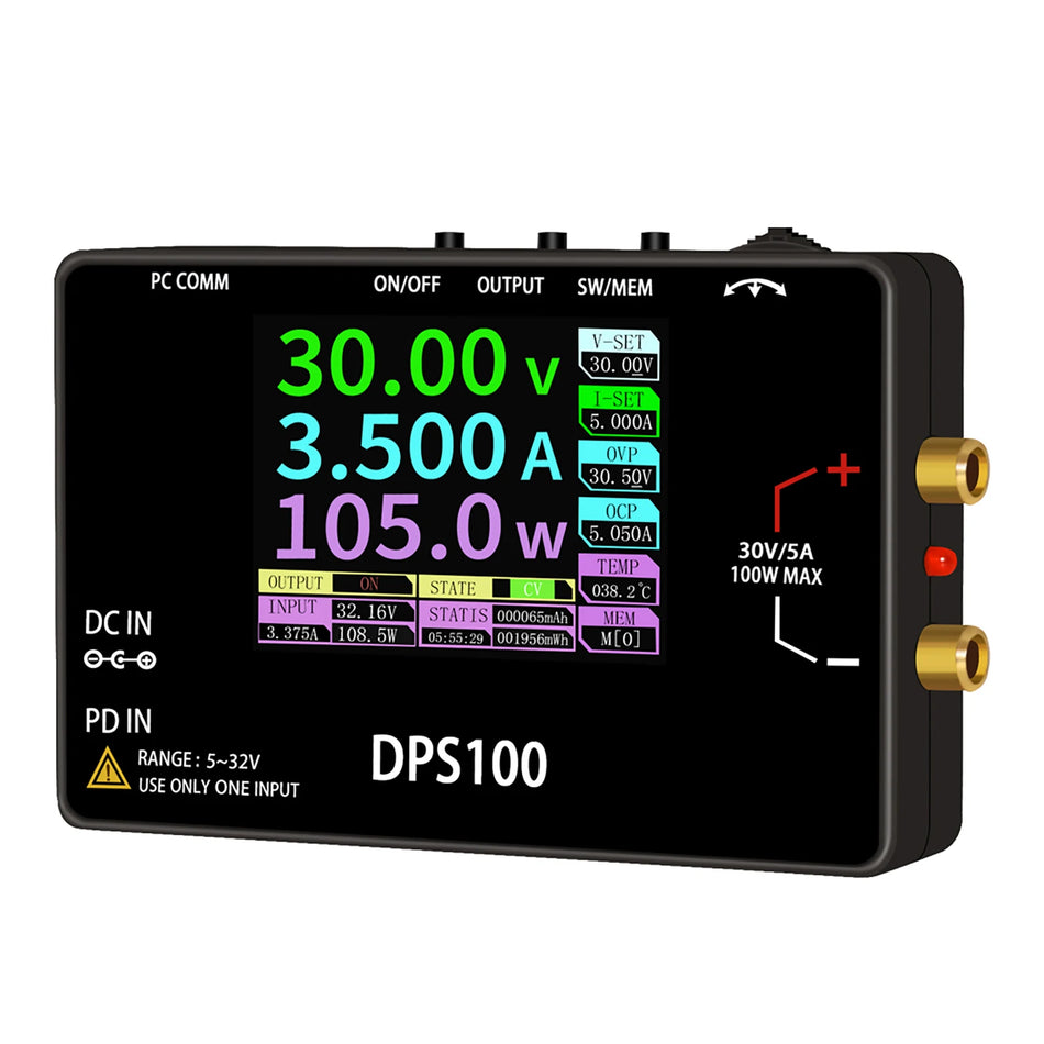 DPS100 Ohjelmoitava DC-virransyöttö 100W 30V 5A 2.4 tuuman näyttö