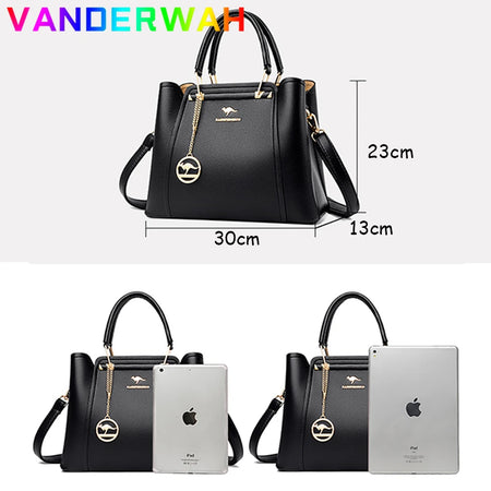 VANDERWAH Soft Leather Luxury Tote Handbag for Women