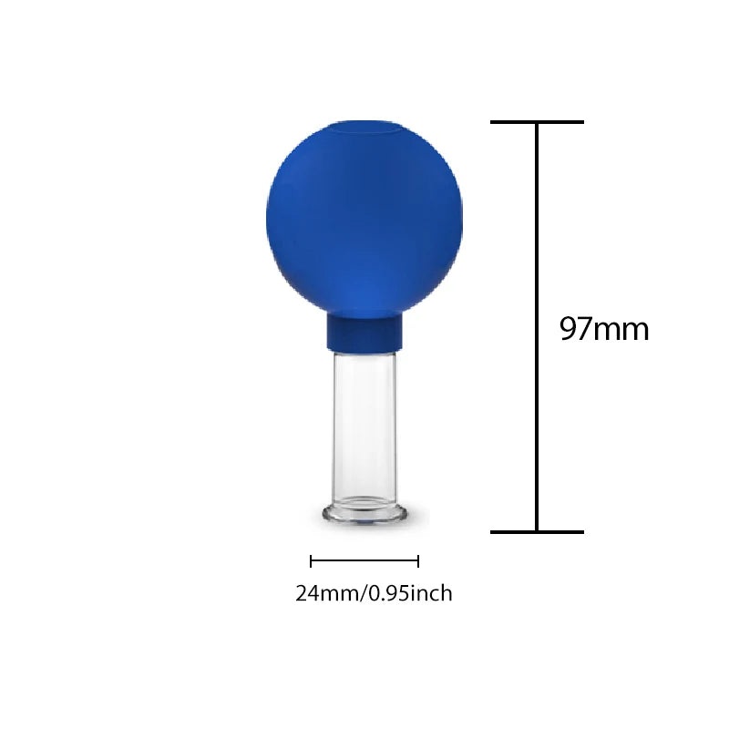 Vacuum Cupping Glass Jar &ndash; Gentle Facial Suction Massage Blue 2
