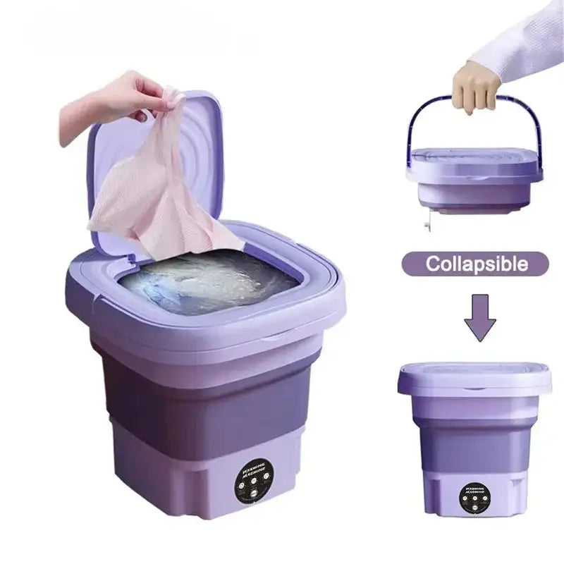 8L Portable Foldable Washing Machine With Spin Dryer USB