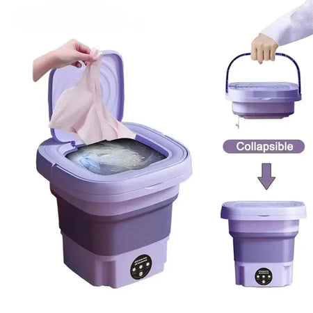 8L Portable Foldable Washing Machine With Spin Dryer USB