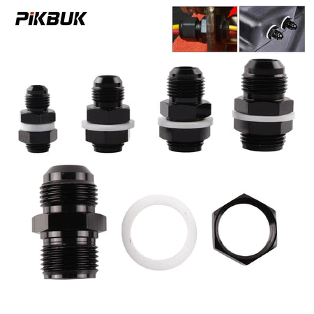 PIKBUK AN6 AN8 AN10 AN12 Fuel Cell Bulkhead Fitting Accessories Fuel Cell Bulkhead Adapter Fitting Black by InterCyprus Trading Ltd
