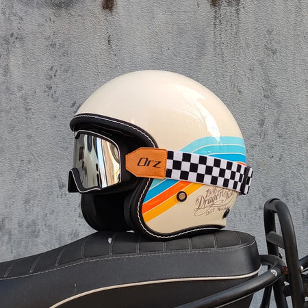 OrzChoice 2025 Retro Motorcycle Helmet - Built In Lens