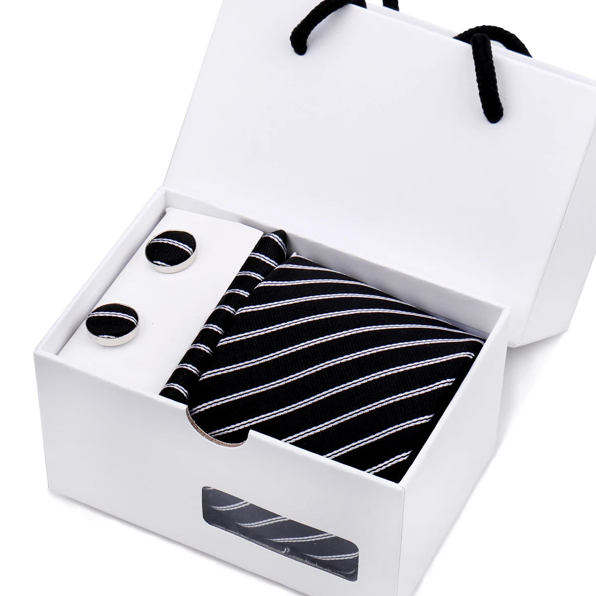 Luxury Men's Paisley Tie Set with Pocket Square &amp; Cufflinks in Gift Box W10