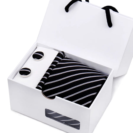 Luxury Men's Paisley Tie Set with Pocket Square &amp; Cufflinks in Gift Box W10