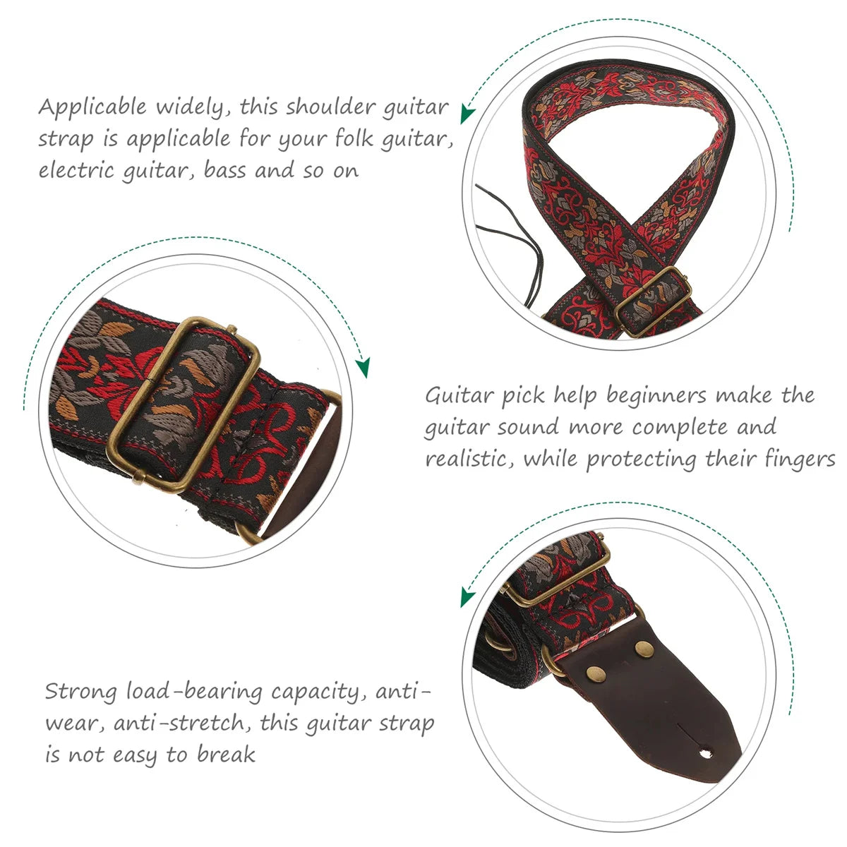 Miwayer Guitar Strap &ndash; Vintage Floral Breathable Comfort