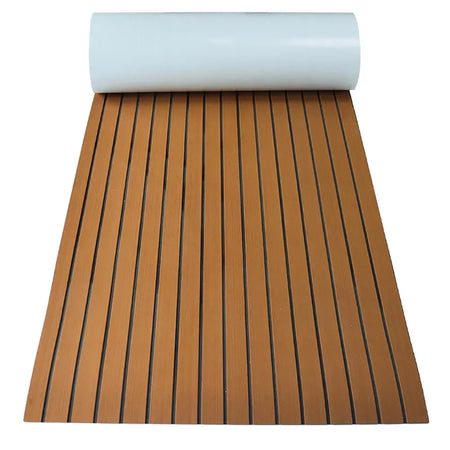 2400x400mm Self-Adhesive EVA Foam Boat Decking - Faux Teak brown black