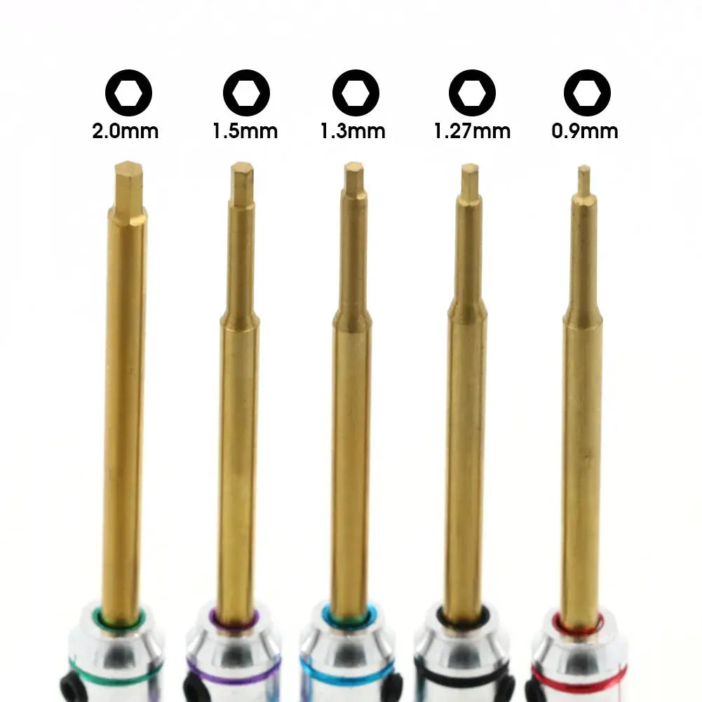 5pcs/set RC Mini 0.9mm 1.27mm 1.3mm 1.5mm 2.0mm Hex Screw Driver Set Titanium Screwdriver for Axial SCX24 1/24 RC Crawler Truck by InterCyprus Trading Ltd