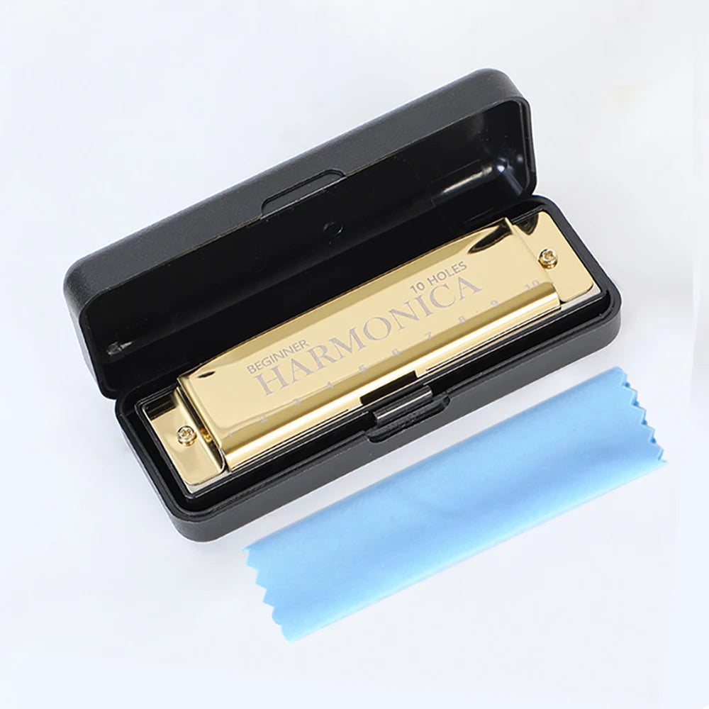 10 Hole C Harmonica Mouth Organ Blues Harp &ndash; Easy to Play Gold