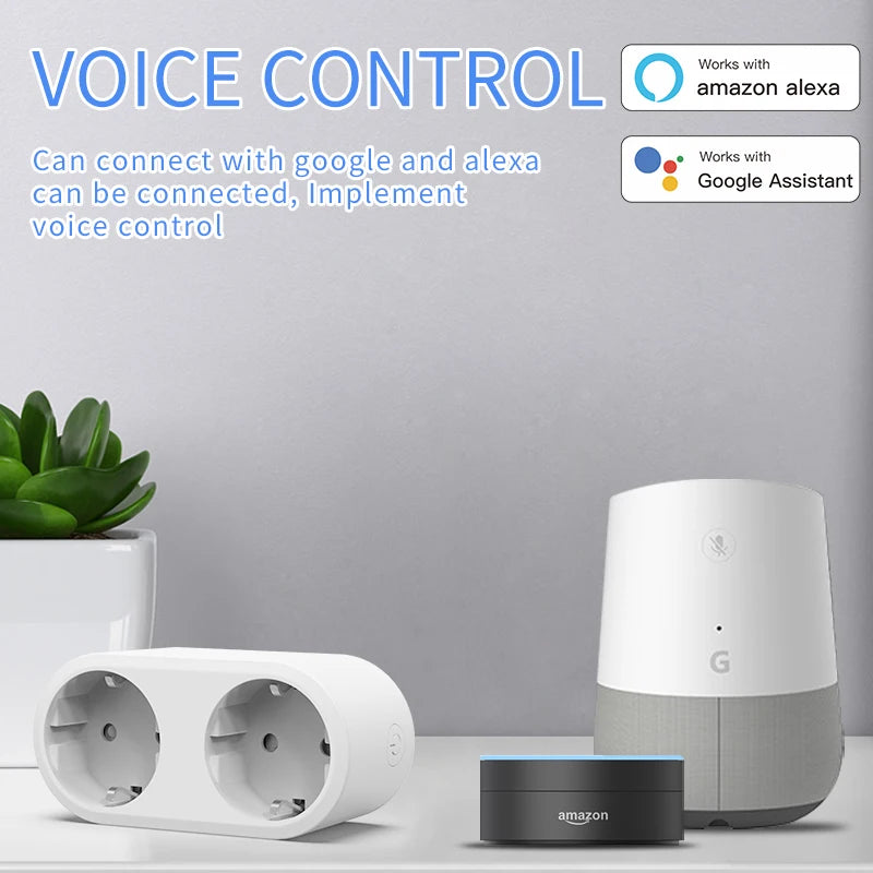 Tuya WiFi Smart Dual Plug Socket 16A 20A - Power Monitoring