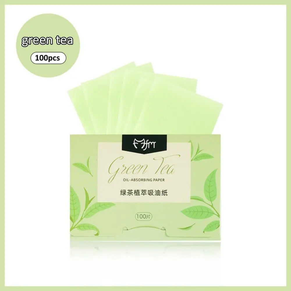 Face Oil Absorbing Paper - 100 Sheets for Oil Control &amp; Cleansing B-Green Tea