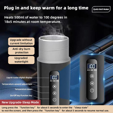 ACCEO 12V 500Ml Heating Cup - Variable Temp Display