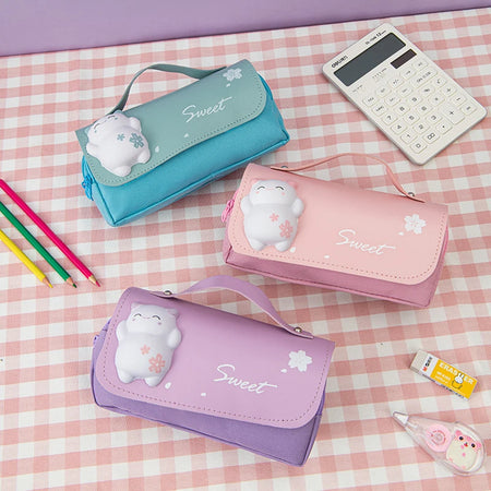 JETTING Cute Cat Double Layer Pencil Case