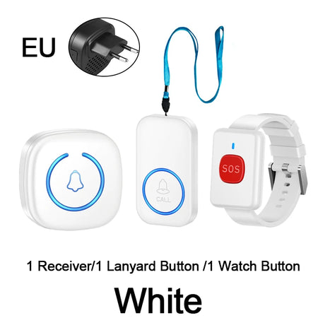 CP06 Wireless SOS Lanyard Call Button &ndash; One Touch Help EU White