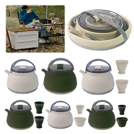 1.5L Outdoor Folding Silicone Kettle - Portable &amp; Collapsible for Travel