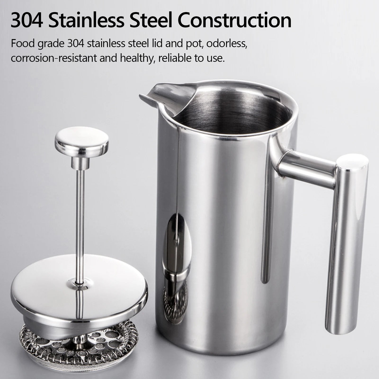 High-Quality Stainless Steel French Press Coffee Pot - Double Walled Insulated