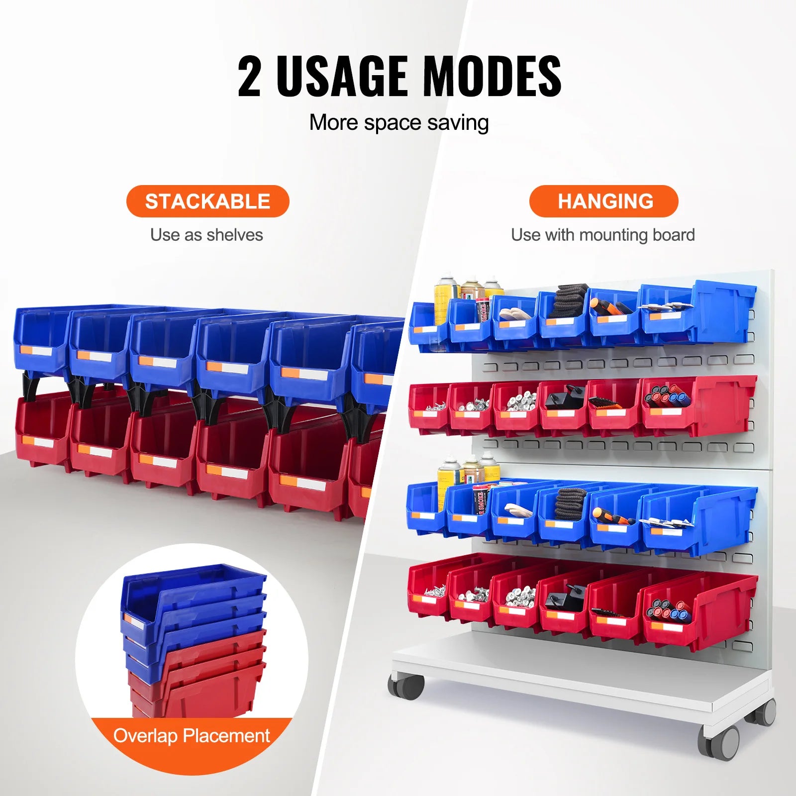 SucceBuy 12pcs Parts Bin 5x5x10in Blue Red - Stackable Bins