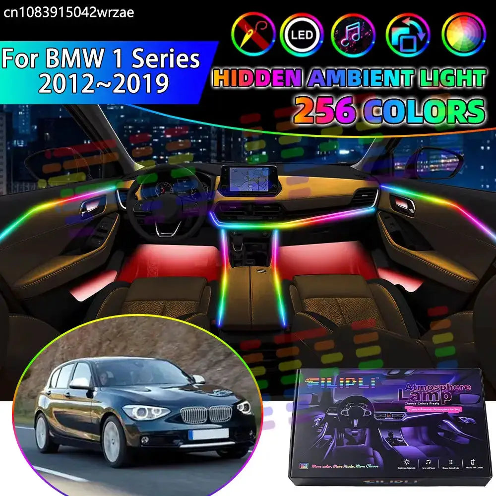 For BMW 1 Series 2012~2019 F20 F21 MK2 RGB Car Interior Ambient Lights Strips Breathing Lighting Kit App Control LED strips Auto by InterCyprus Trading Ltd