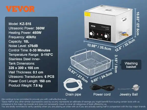 Ultrasonic Cleaner 2 To 30L With Heater And Timer 15L / Poland