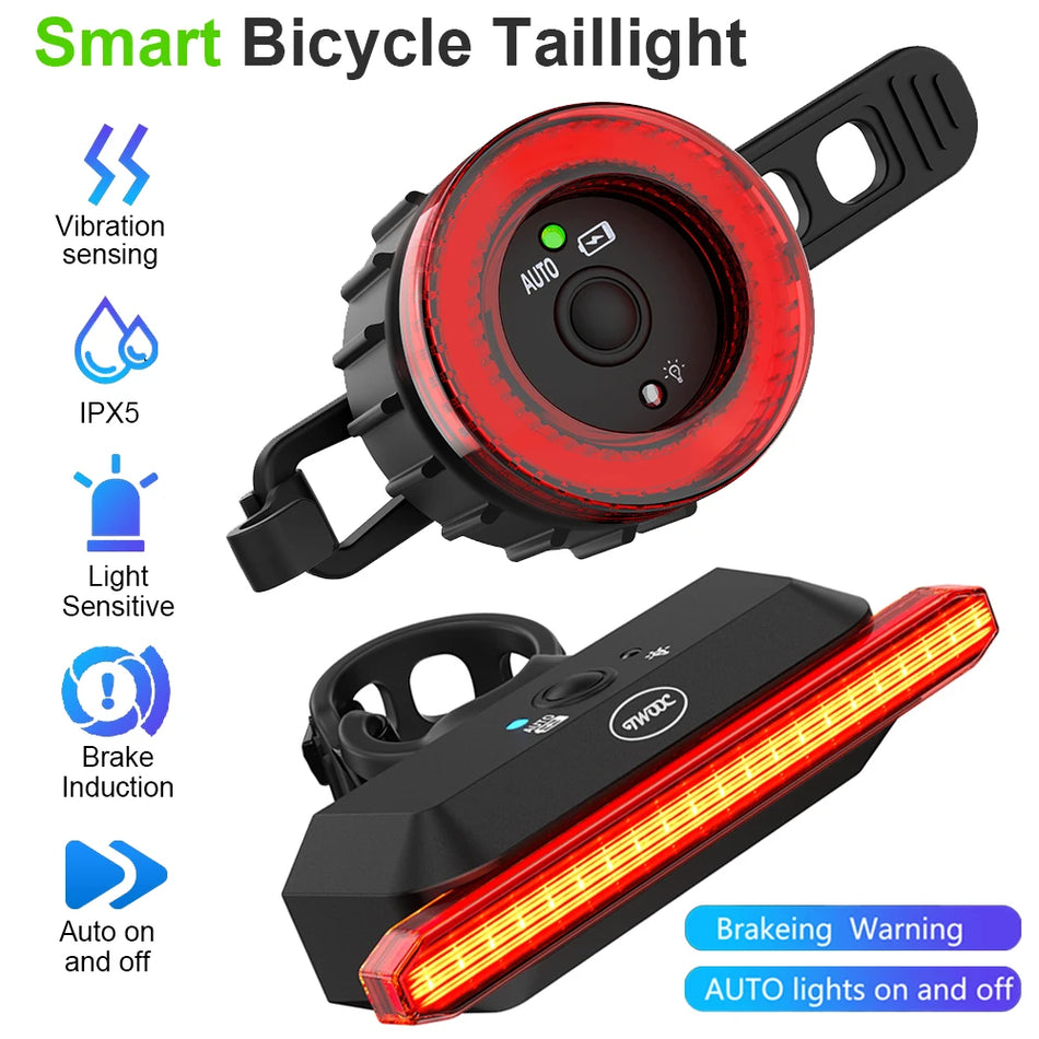 Toptrek USB kolo zadnja luč z senzorjem za zaviranje, visoka vidljivost