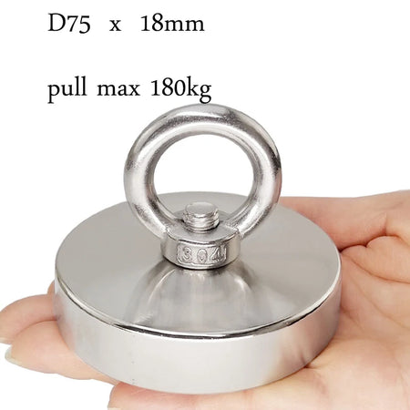 Fishing Magnet &ndash; Super Strong 771lb Pull Force Rare Earth Neodymium D75mm 2.95inch