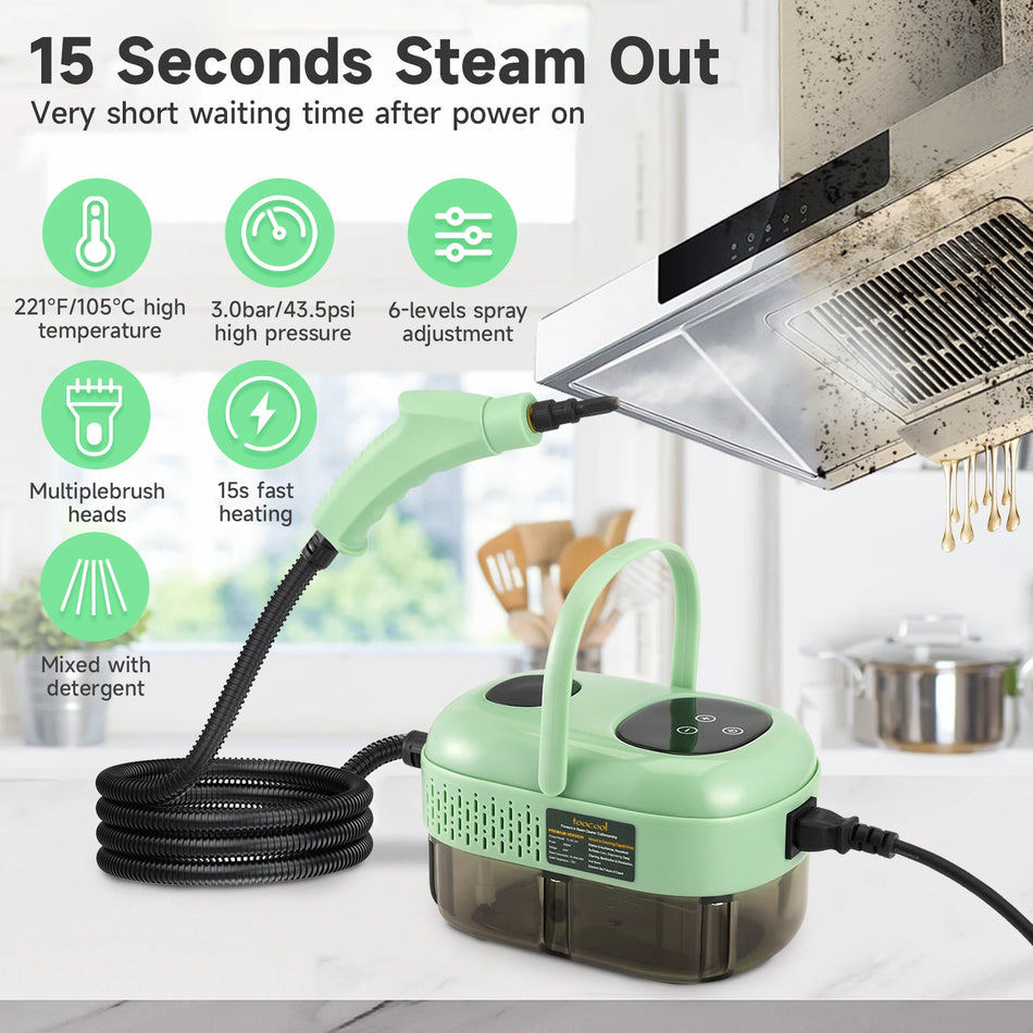 2500W Χειροκίνητος Ατμοκαθαριστής Με 3 Κεφαλές Βούρτσας Έξυπνη Αφή