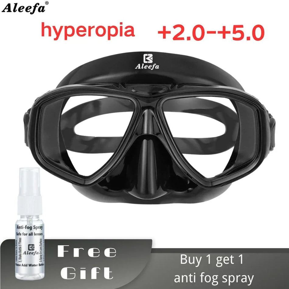 Hyperopi dykarmask med härdat glaslins antifog