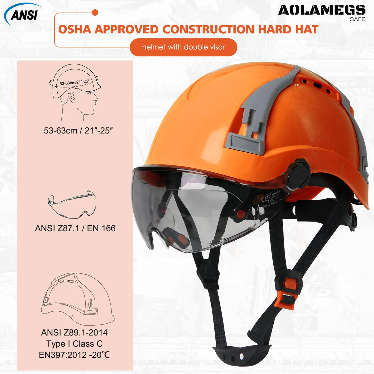 AQM0257 &ndash; CE Safety Helmet With Double Goggles Ultra