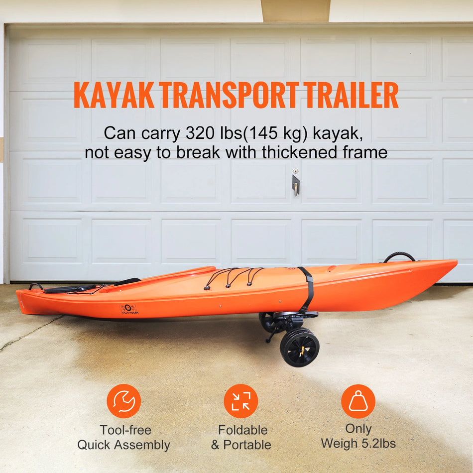 145 kg Kajakvagn Avtagbar Trolley Tio Tum Däck