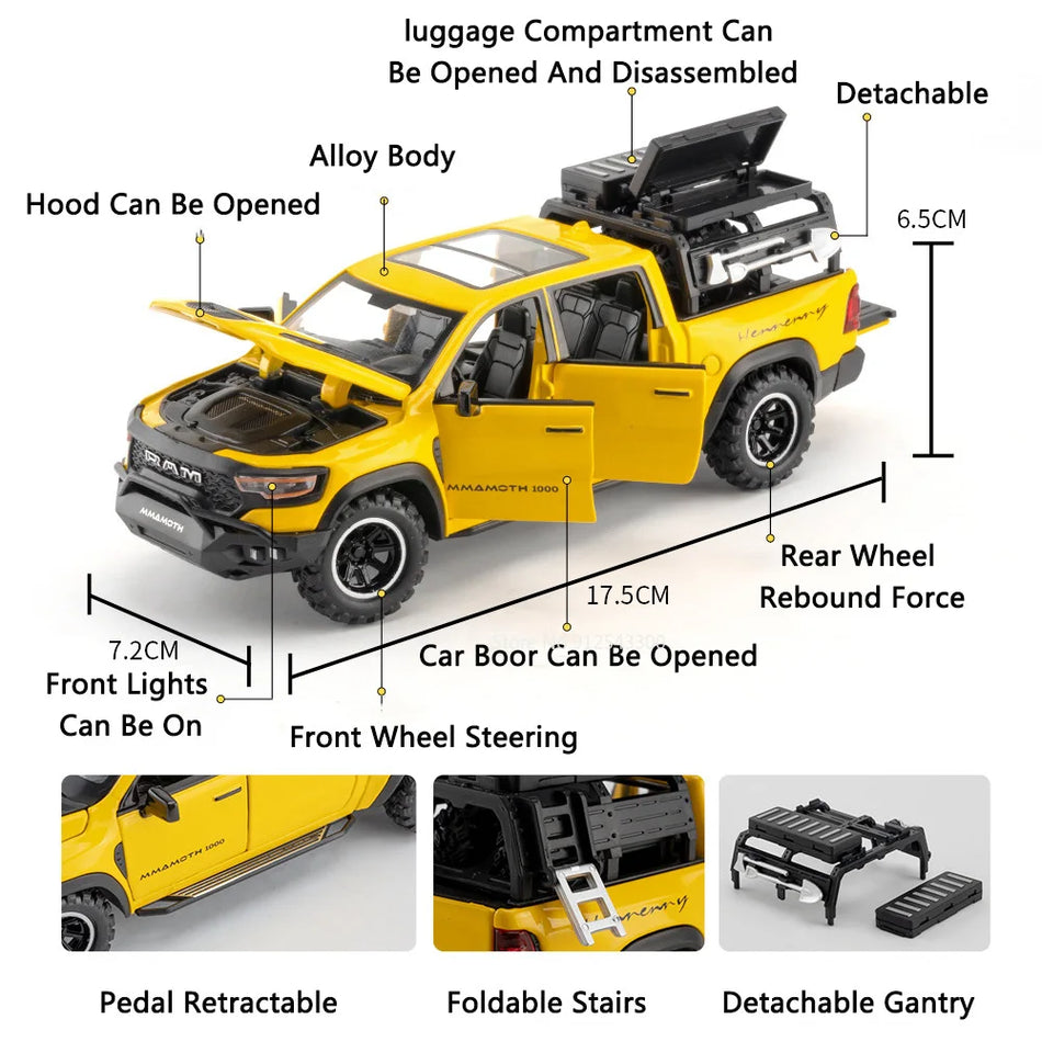 Coche de juguete de metal fundido para todo terreno Dodge RAM Mammoth
