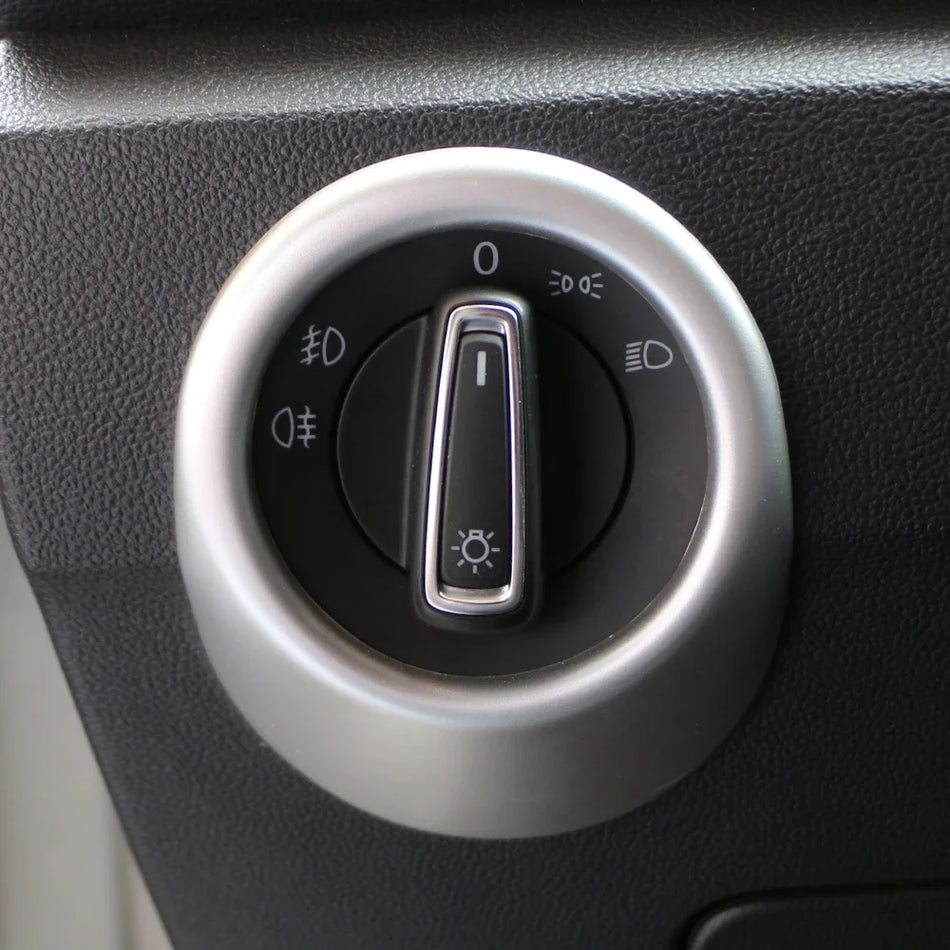 Стикер за рамка на превключвателя за фарове Volkswagen T-Roc, ABS, сребрист и карбоново влакно