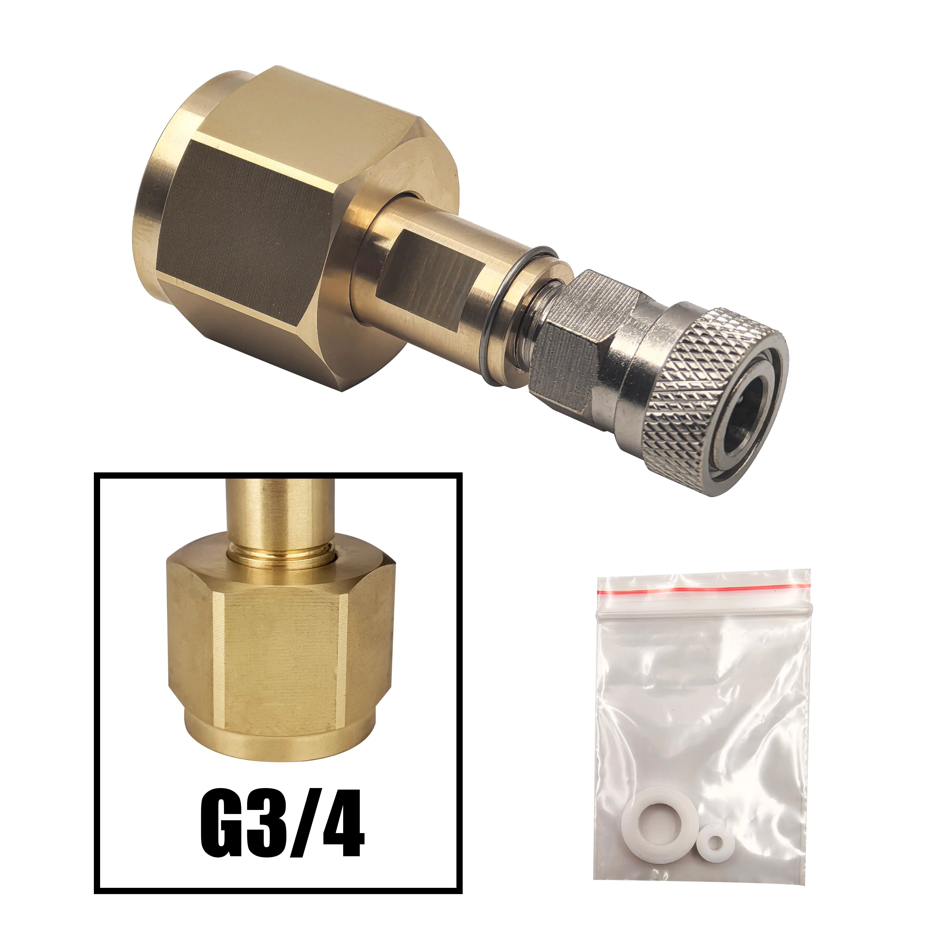 CO2 Tank CGA320 Fitting 8mm Quick Disconnect - Solid Copper G3-4 Female