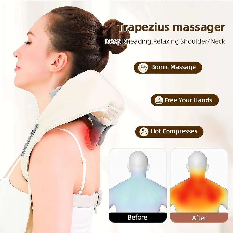Neck Massager Cordless Shiatsu &ndash; Deep Heat Therapy Pro