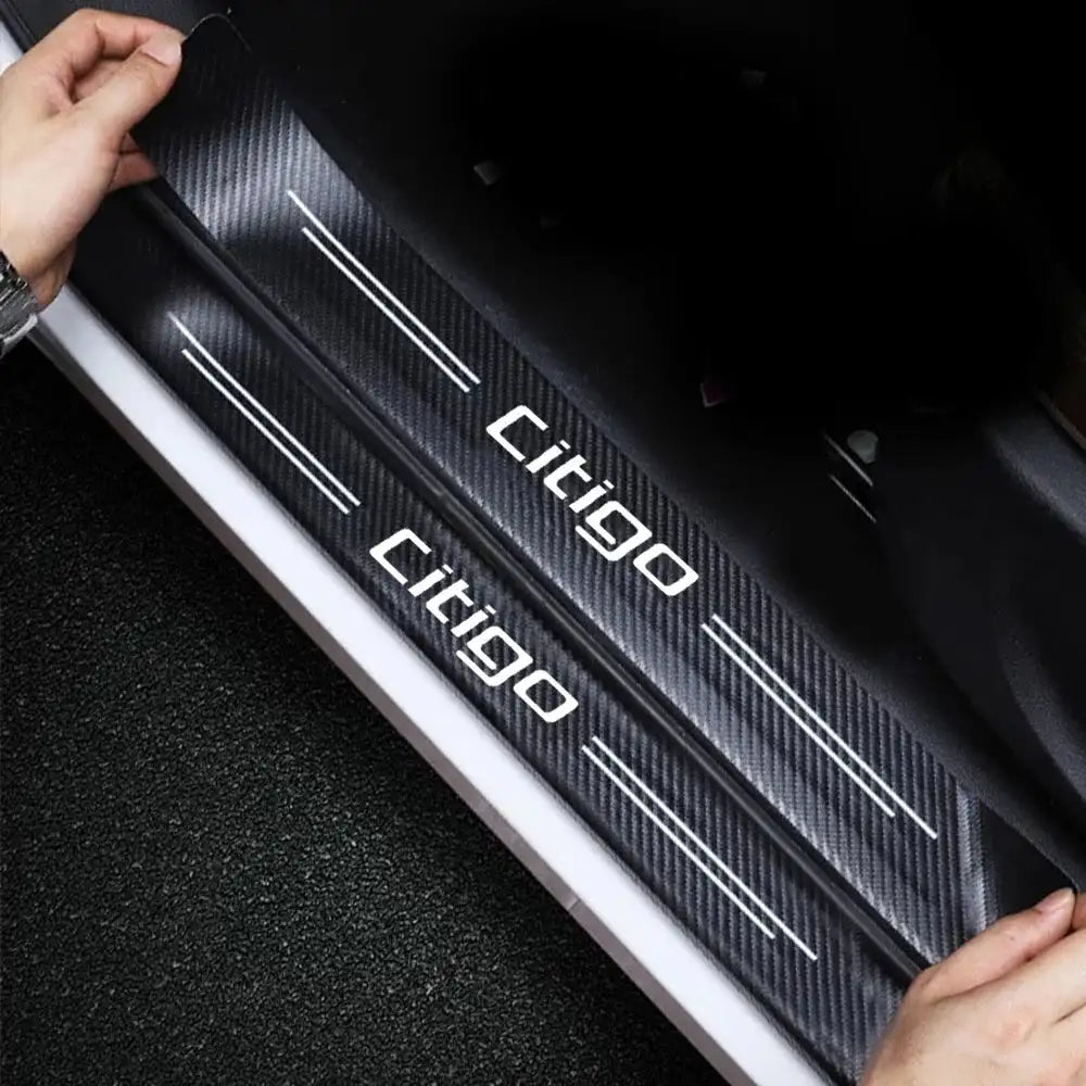 Carbon Fiber Anti Scratch Door Sill Sticker Skoda Citigo