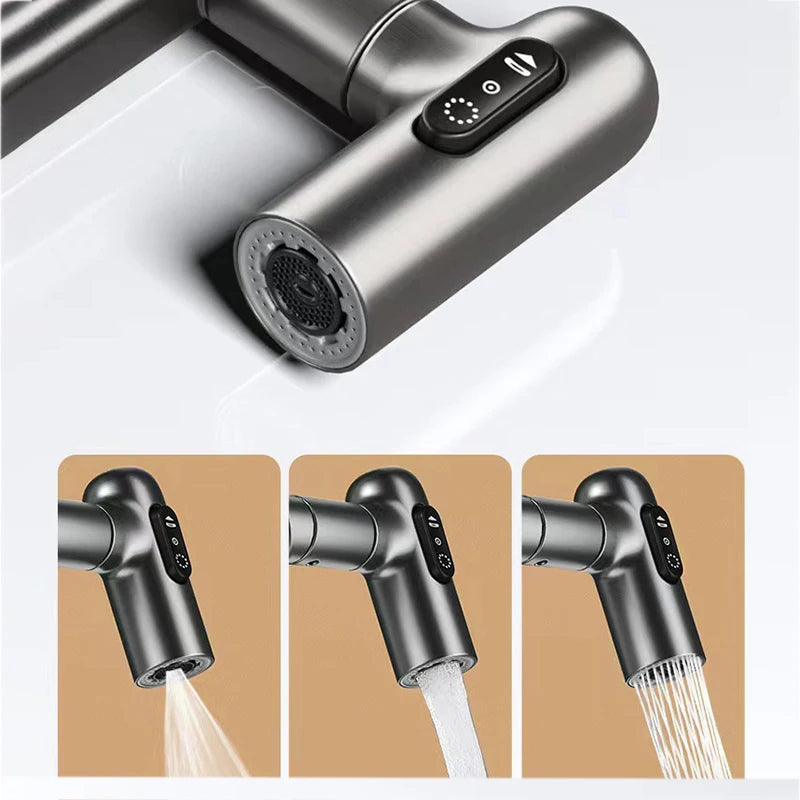 Digital Display LED Basin Faucet – 360 Rotation Sprayer