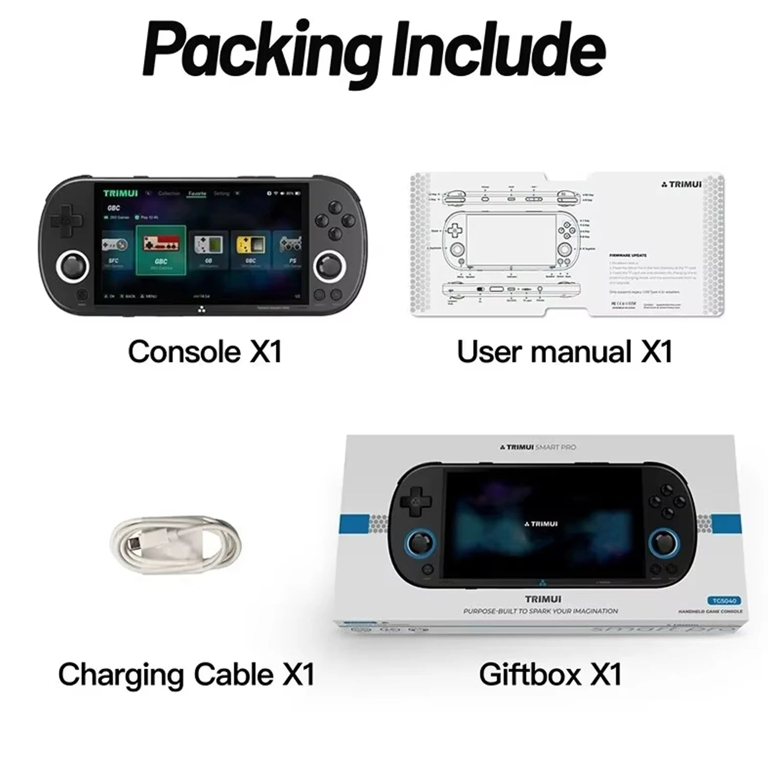 Trimui Smart Pro Retro Game Console - 4.96'' IPS Screen, Linux OS, 13,000+ Games Black / 256G(13K Games)