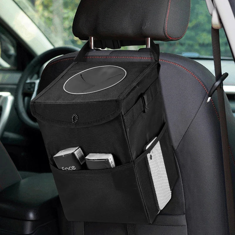 Bilskräpkorg Hopfällbar Med Lock, Vattentätt Oxfordtyg För Bilar, Lastbilar, SUV:ar, Hållbar