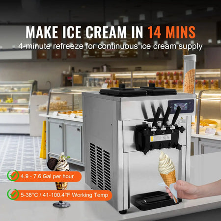1850W 3 Flavor Soft Serve Ice Cream Maker