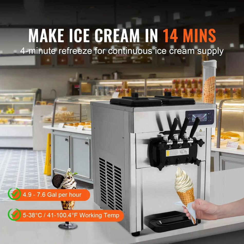 1850W 3 Flavor Soft Serve Ice Cream Maker