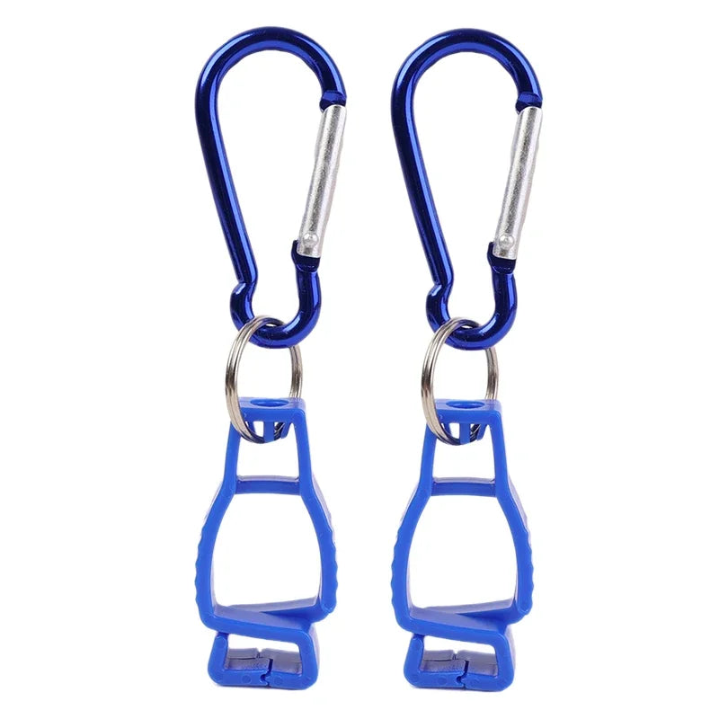 Glove Clip Hanger - Aluminium Alloy Safety Holder for Work Gloves Blue - 2pcs