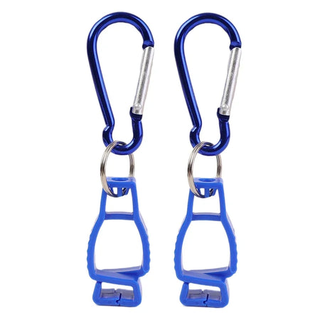 Glove Clip Hanger - Aluminium Alloy Safety Holder for Work Gloves Blue - 2pcs