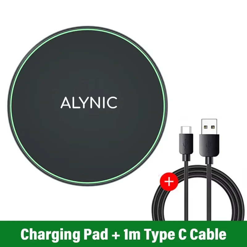 LED Light Wireless Charger Pad &ndash; Fast Wireless Charging ALYNIC With Cable 1