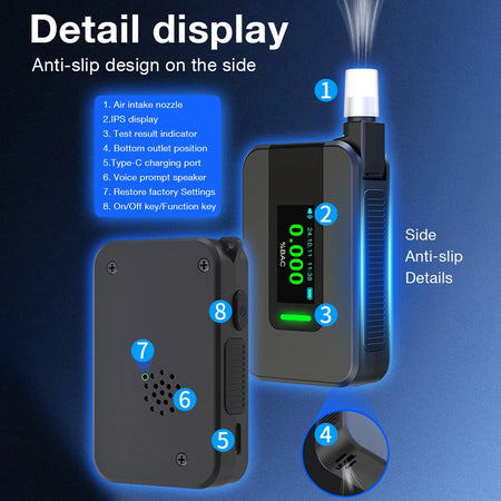 Electrochemical Alcohol Tester &ndash; Rechargeable Digital Breathalyzer