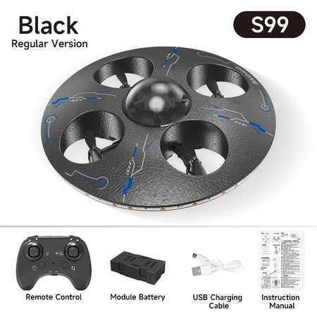 S100 UFO Remote Control Aircraft &ndash; Interactive Four Axis Design Black UFO