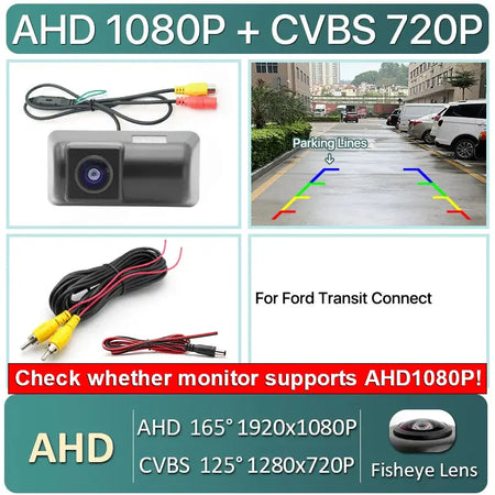 AHD 1080P Dynamic Trajectory Reverse Line Car License Plate Light Rear View Backup Camera For Ford Transit Connect Android DVD by InterCyprus Trading Ltd