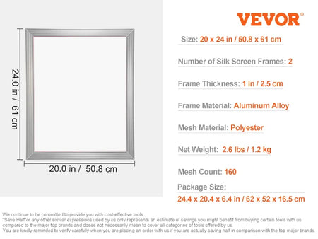 SucceBuy 20x24inch Screen Printing Kit &ndash; High Tension Frame