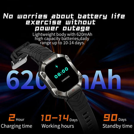 Men's Smart Watch for Android &amp; iOS - 2023 Waterproof Military Fitness Tracker with AI Voice &amp; Bluetooth