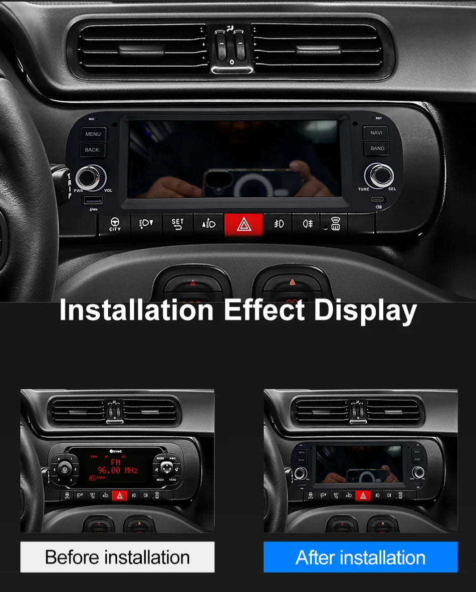 Radio Android Auto con touchscreen da 6,5 pollici per Fiat Panda 2013-2020 GPS RDS