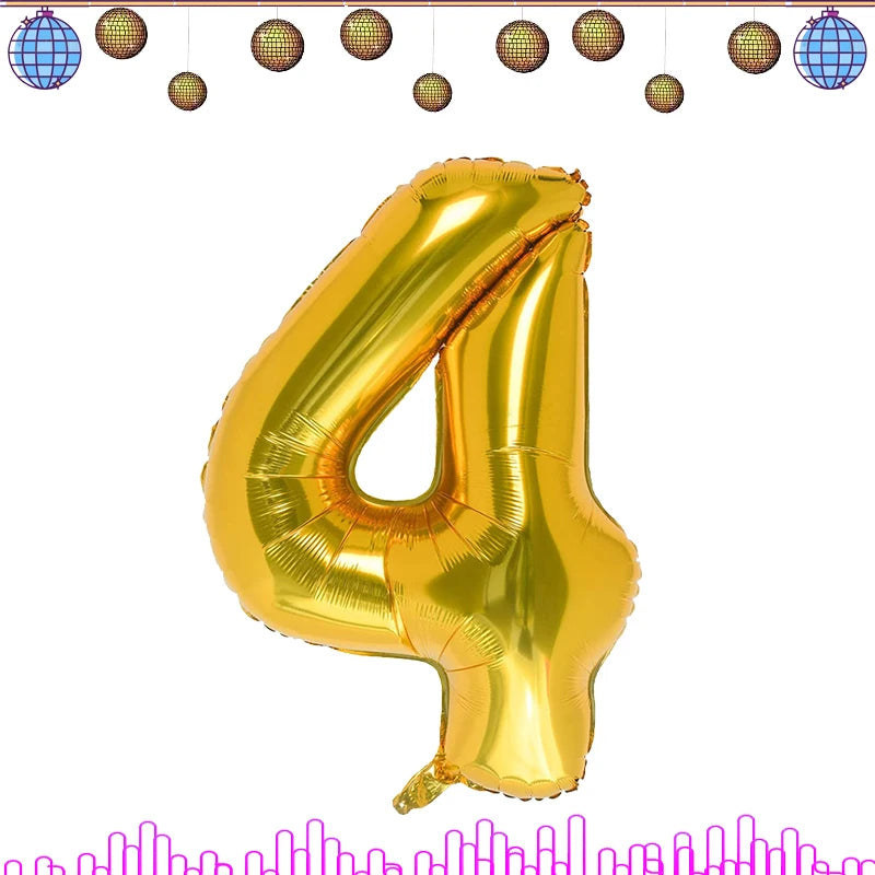 Neon Disco Party Decorations Set - TAKARA TOMY 32Inch Number-4 / CHINA