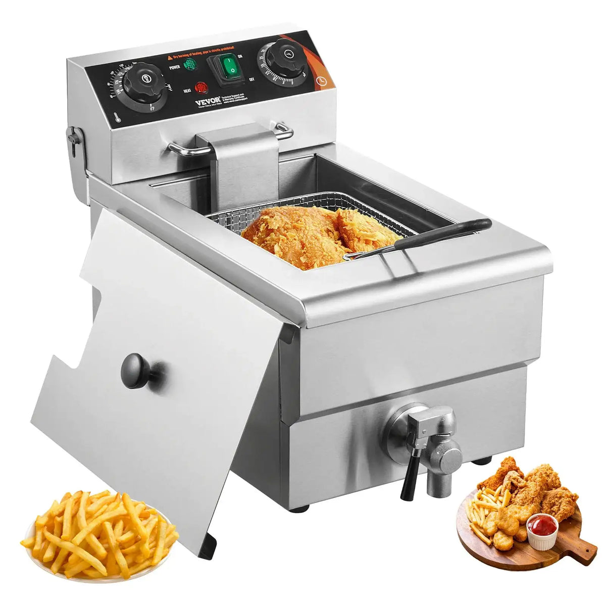 Stainless Steel Countertop Deep Fryer With Basket